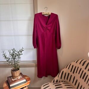 NWT Banana Republic Long Sleeve Satin Midi Dress Size 6